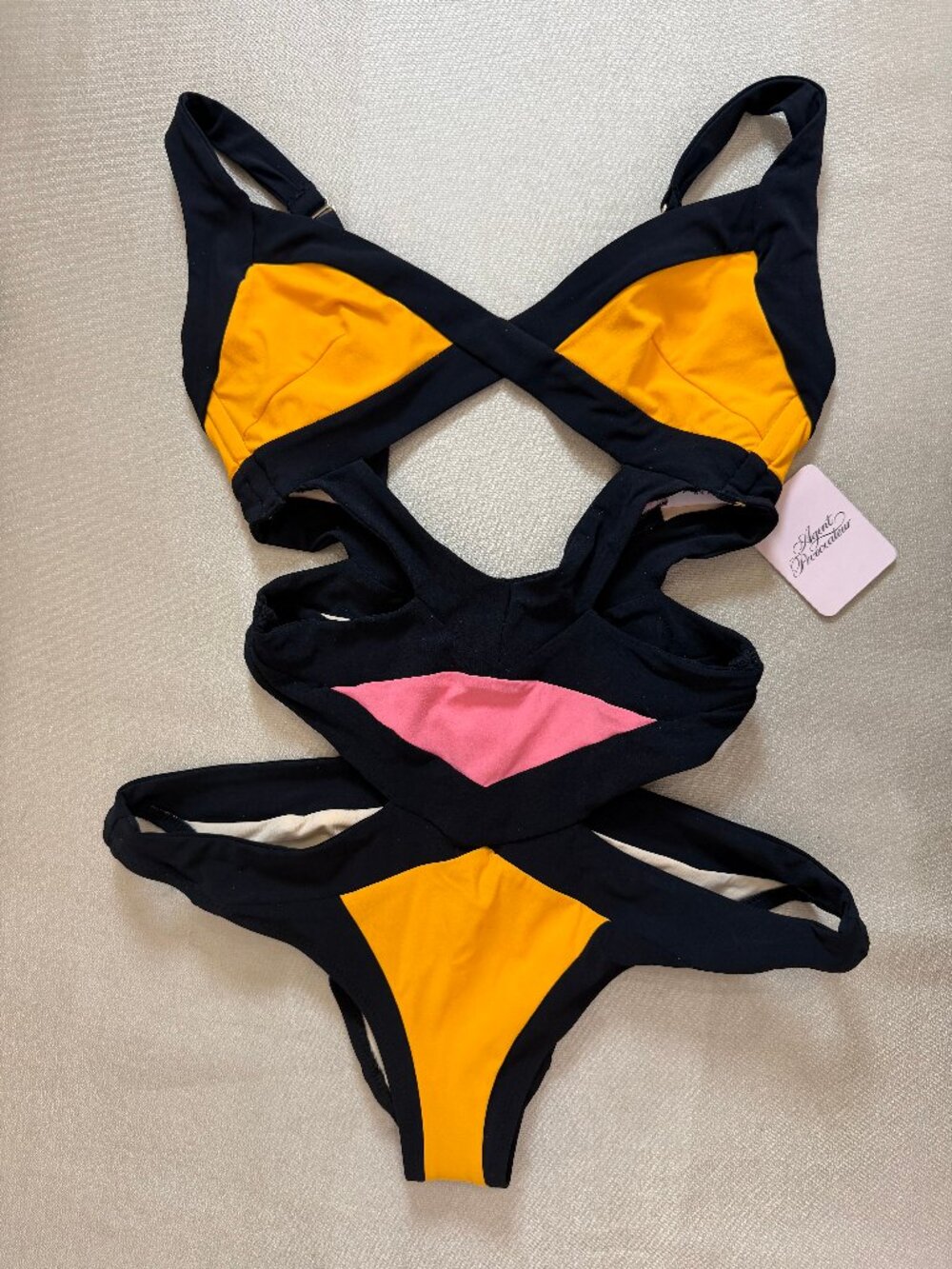 Agent Provocateur Mazzy Apricot Black And Pink One Piece Swimsuit